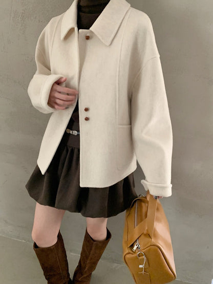 // 軟而不塌100%雙面羊毛特別鈕扣handmade外套