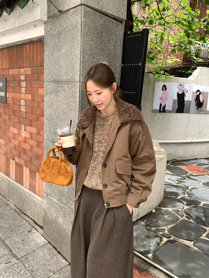 // 帥帥毛毛領夾棉飛行外套