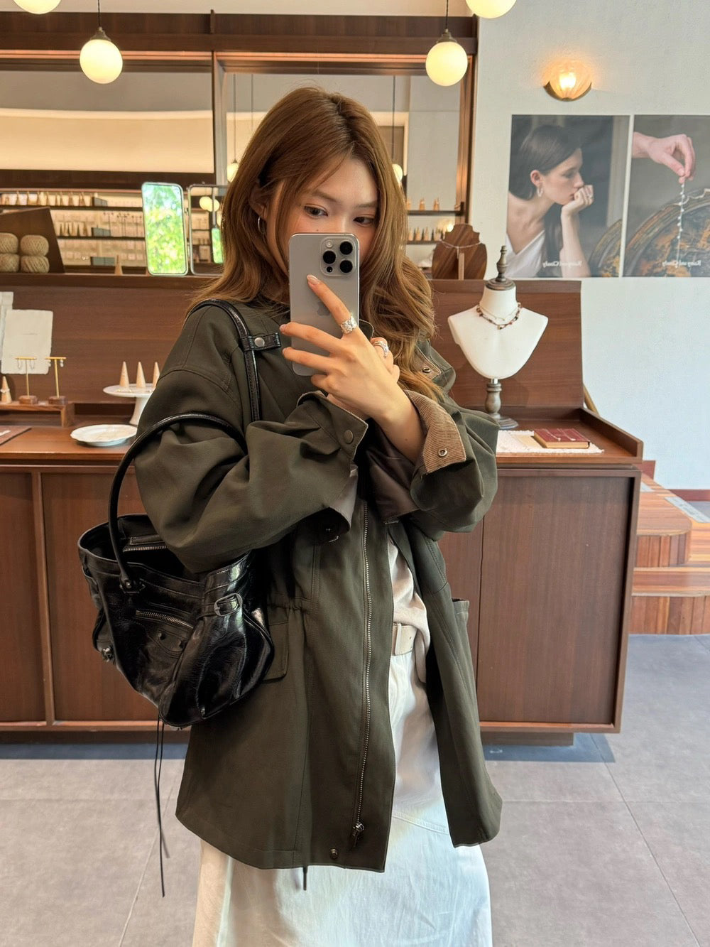 J29 / 美式復古拼燈芯絨領可束腰中長trench coat