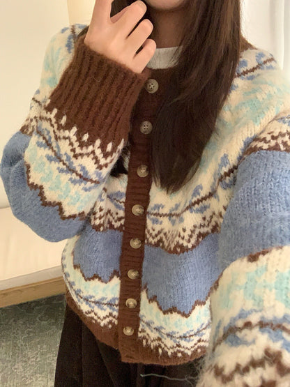 // 50%綿羊毛復古花紋圓領CD