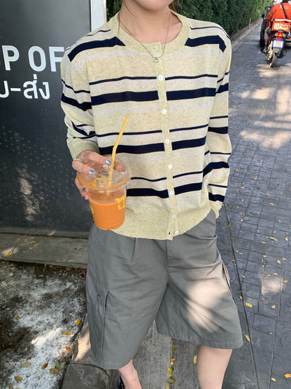 🍈 撞色間條圓領CD