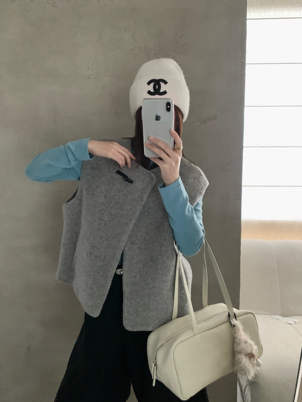 // 60%綿羊毛單鈕扣馬甲背心