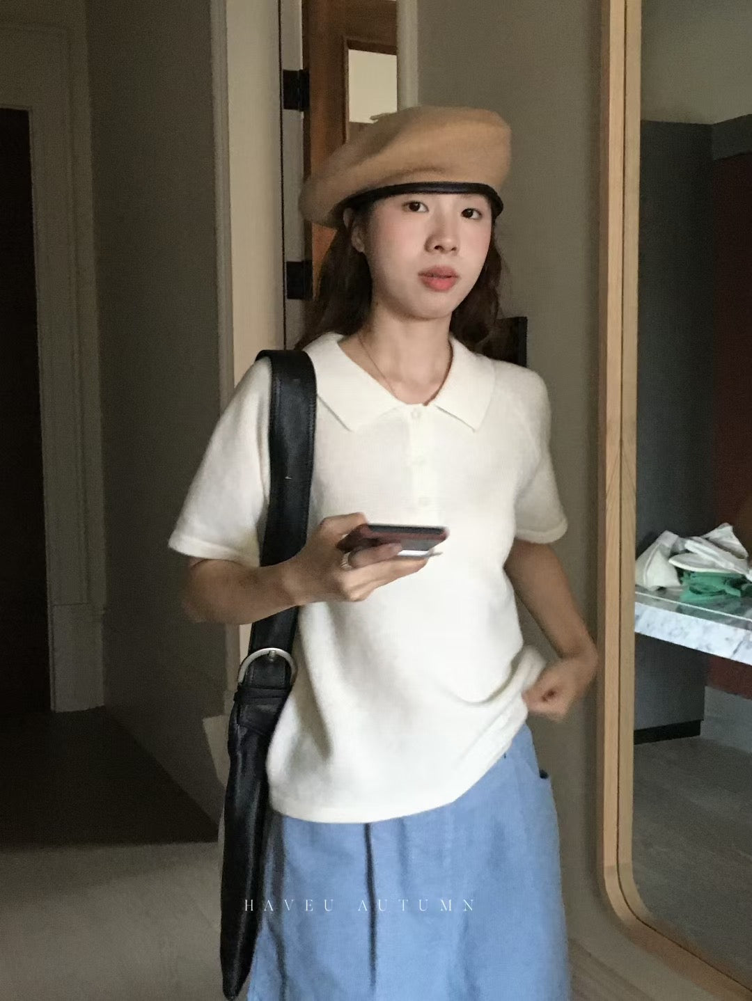 // 秋季薄羊毛翻領polo NT