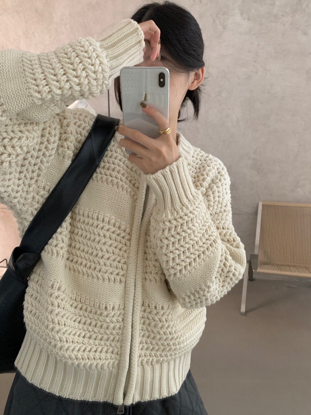 // 粗棒針特別織紋拉鍊CD