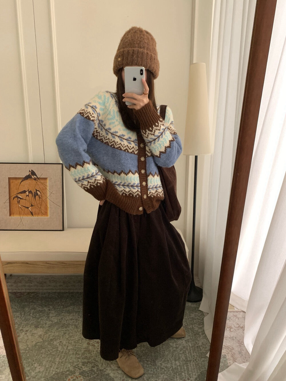 // 50%綿羊毛復古花紋圓領CD