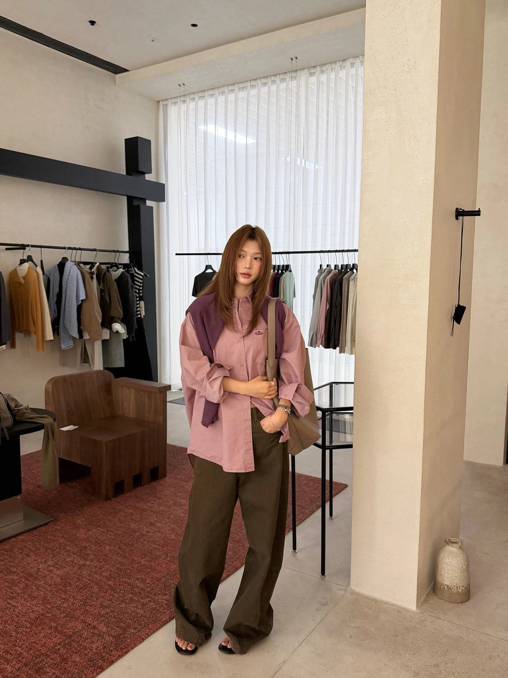 B188 / 小刺繡logo高質洗水棉低飽和度色調恤衫