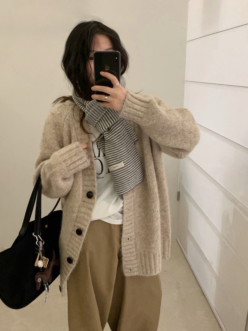 // 花線混色感慵懶寬鬆款中長CD