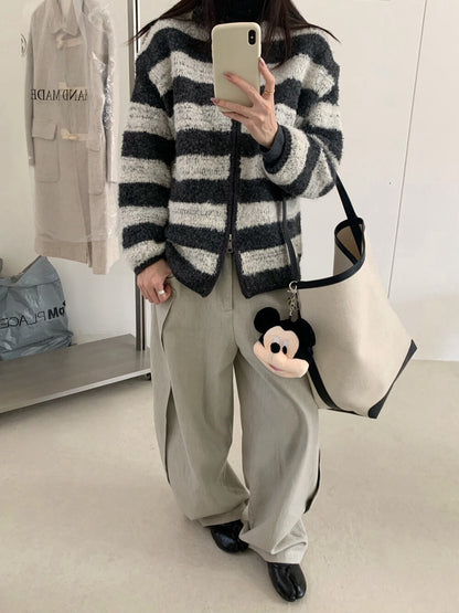 // 慵懶連帽肌理感拉鍊CD