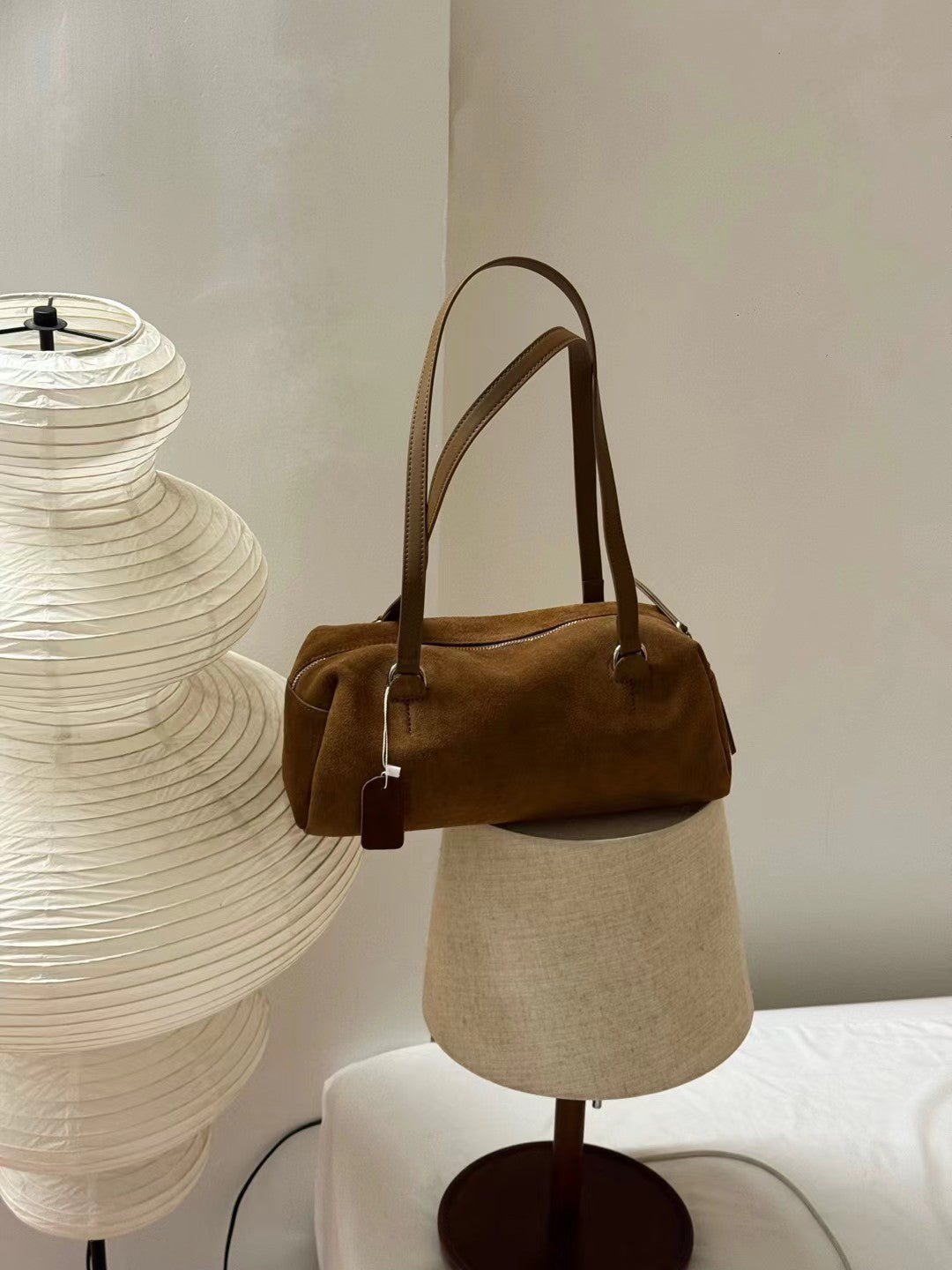 // 真皮麂皮絨bowling bag