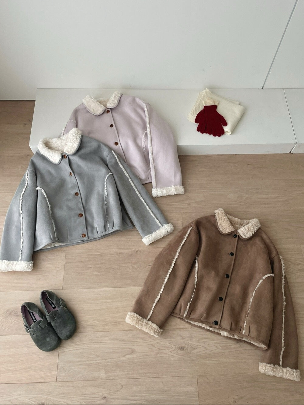 // 質感超好的皮毛一體圓翻領毛毛外套