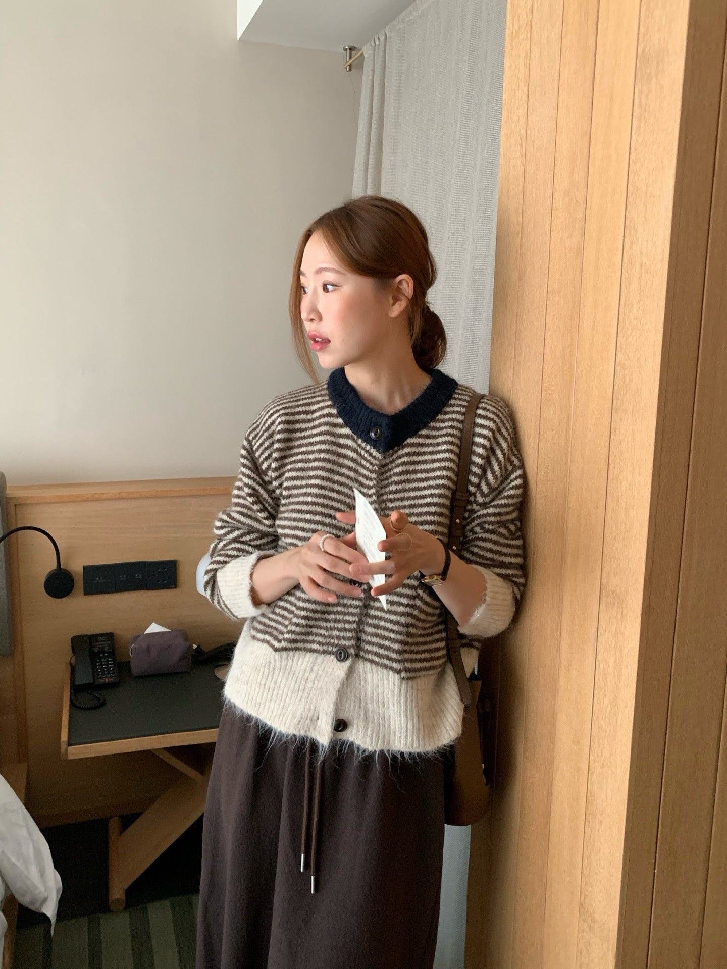 (部分現貨) // 溫柔毛絨感撞色衣擺間條CD