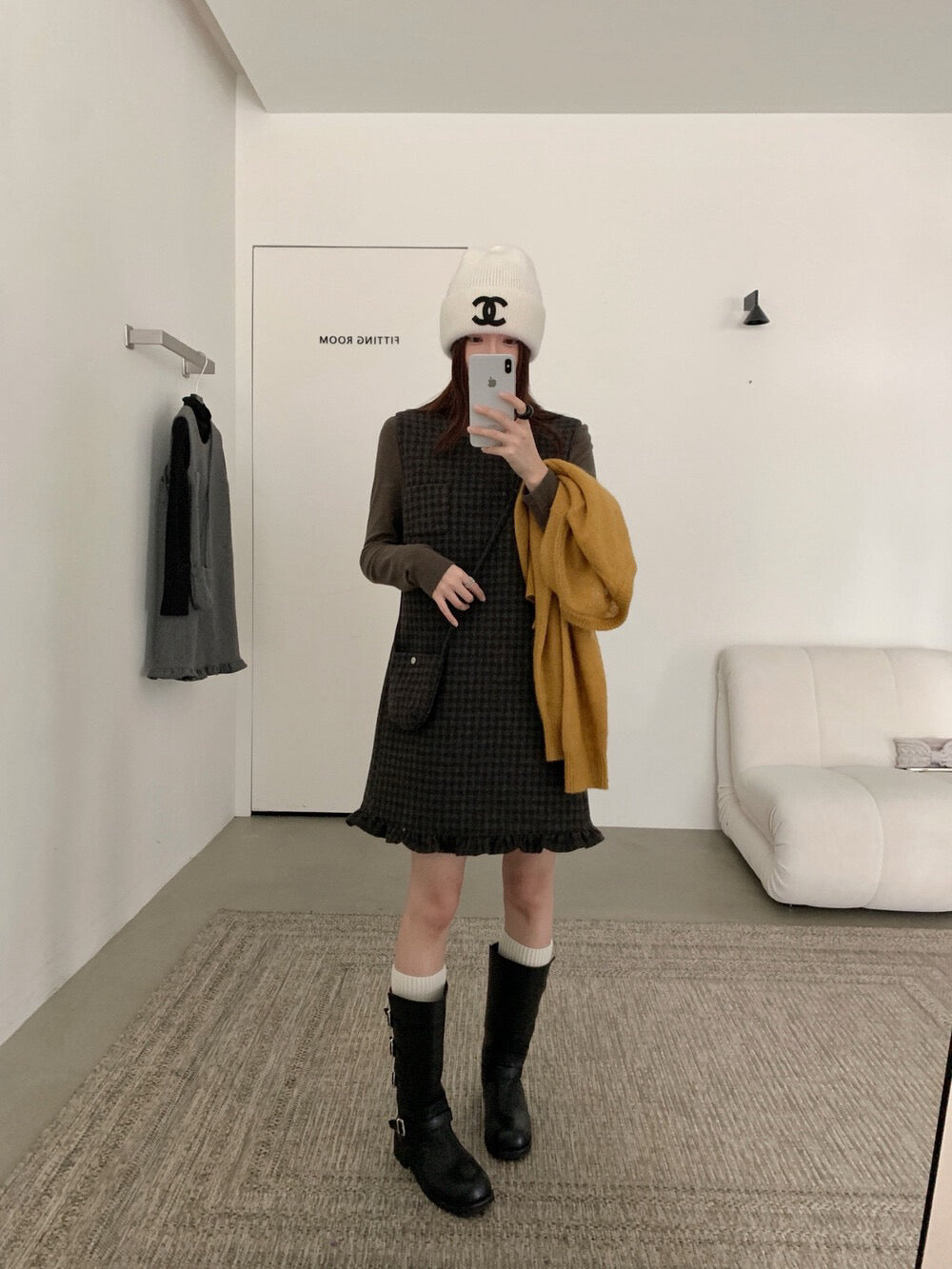 // 50%羊毛花邊腳背心毛呢OPS(連袋仔)