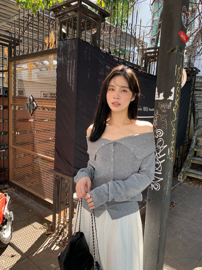 🗝️ 小性感顯瘦排扣大翻領針織上衣