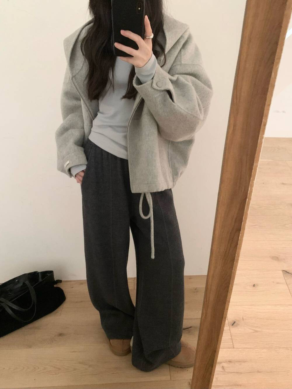 // 60%wool質感極簡風中線休閒褲