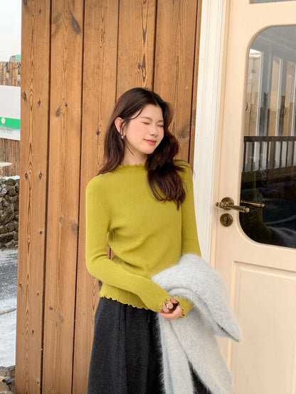 // 人手一件卷卷邊半領針織NT