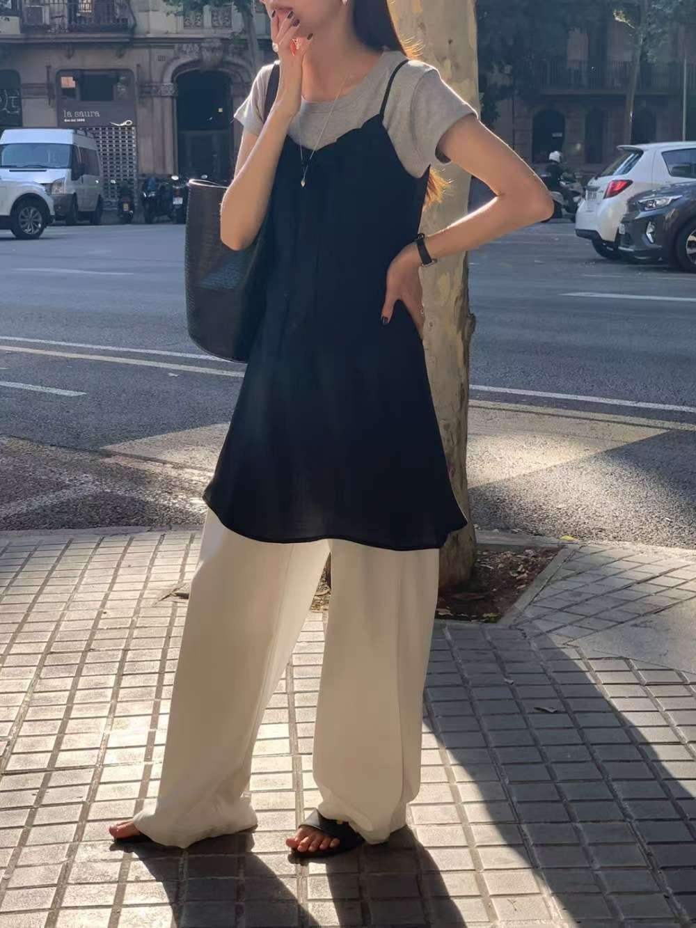 // silky質感綁帶領微魚尾長吊帶