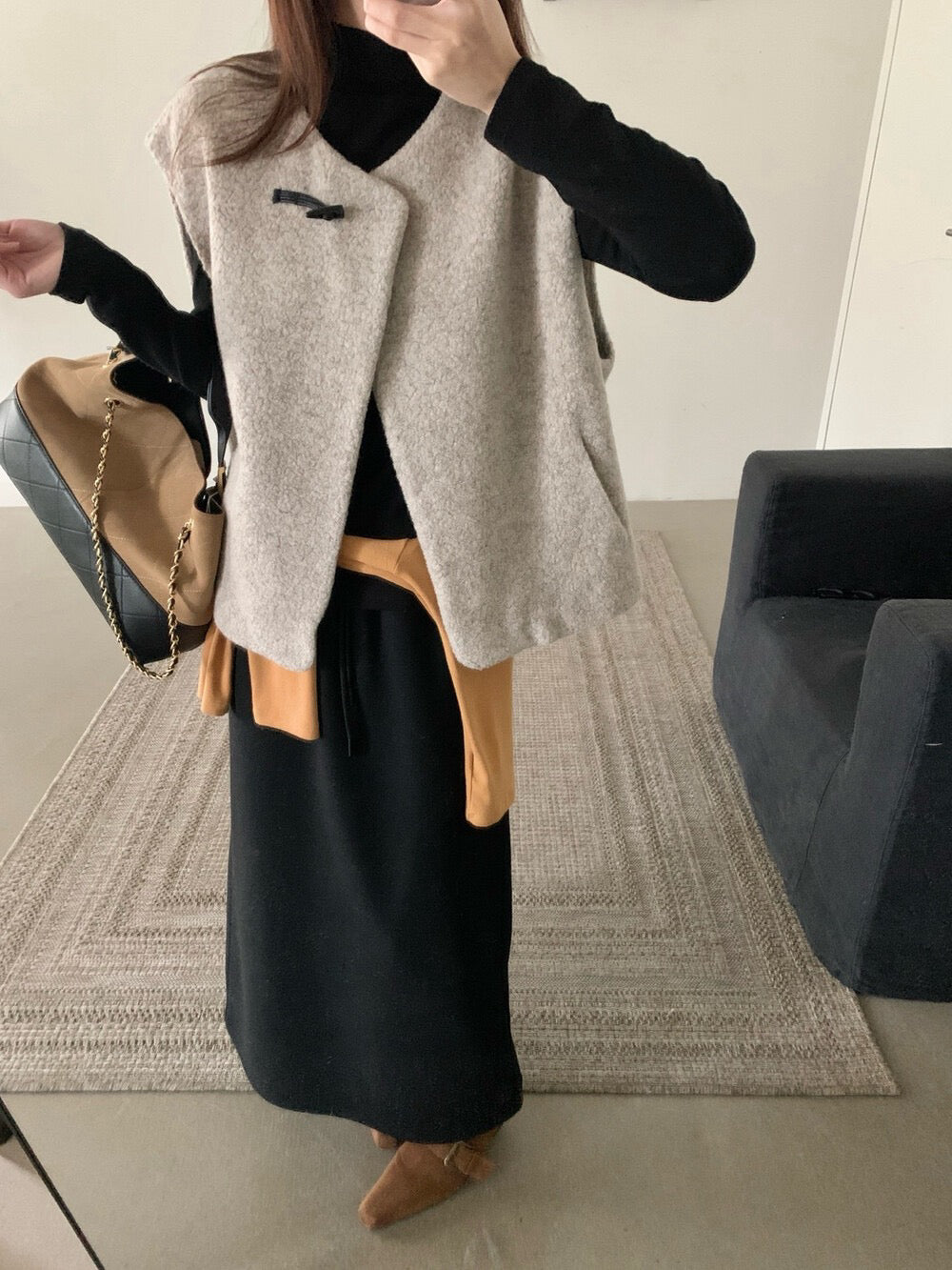 // 60%綿羊毛單鈕扣馬甲背心