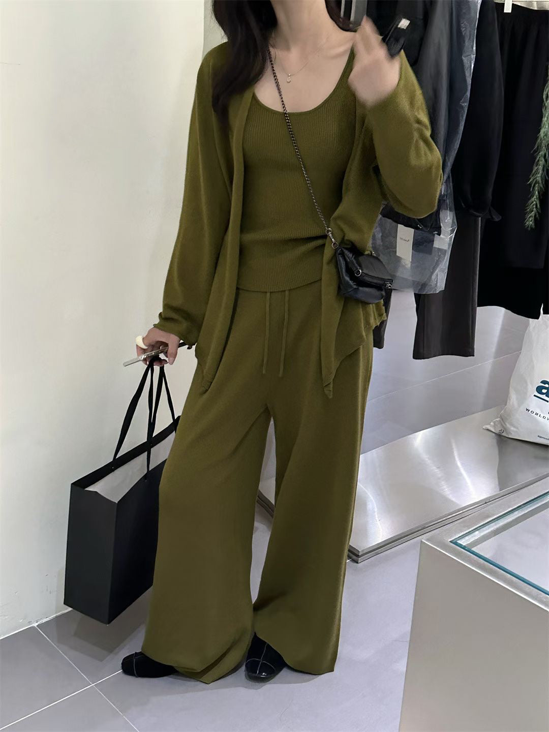 // 超氣質背心+外套+褲三件套