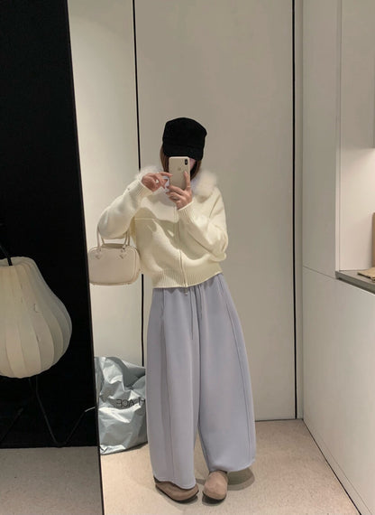 // 拼織紋可拆卸毛毛邊連帽CD