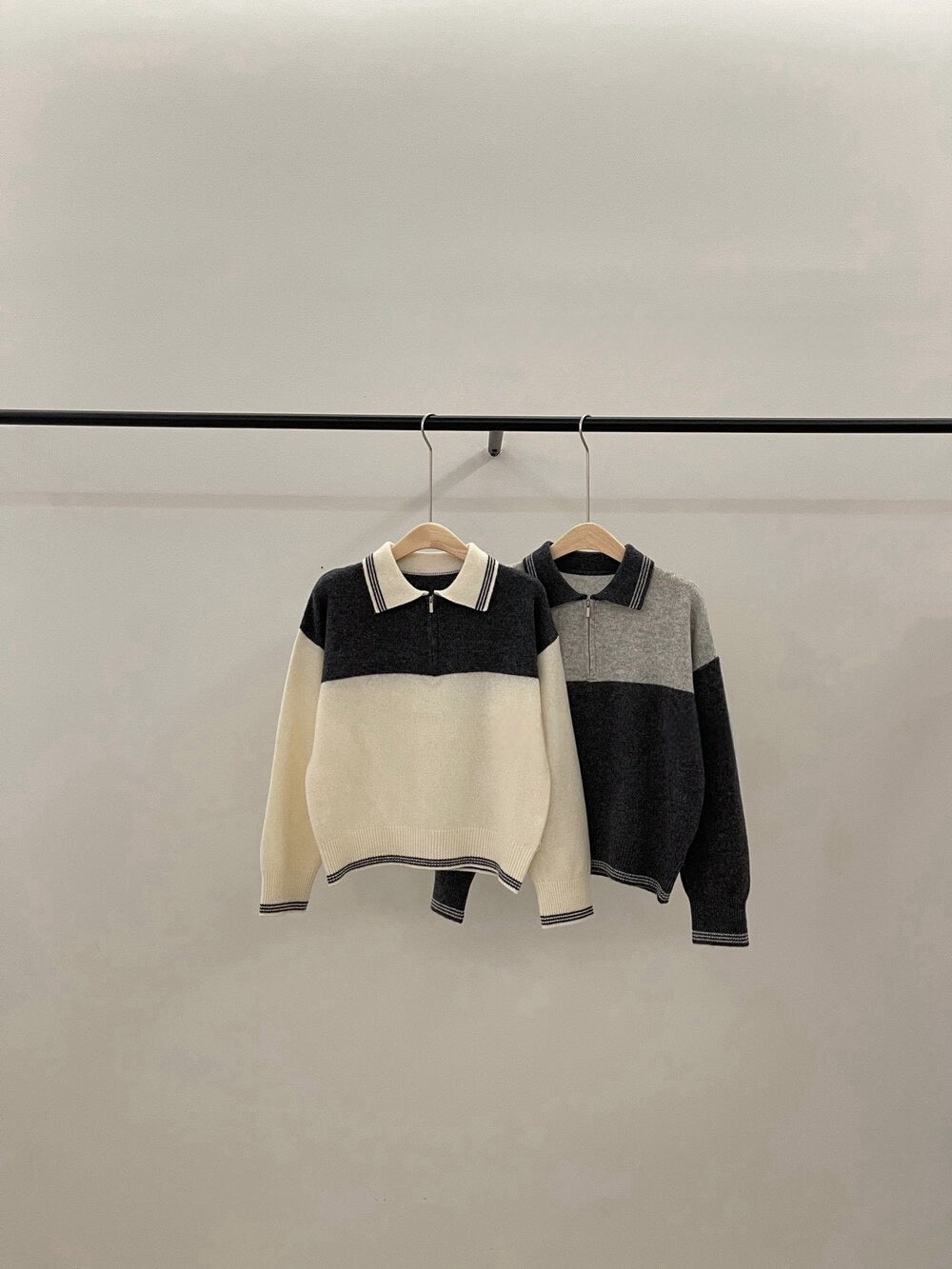 // 100%羊毛撞色polo KN