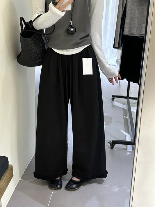 // 天絲棉花邊腳休閒褲