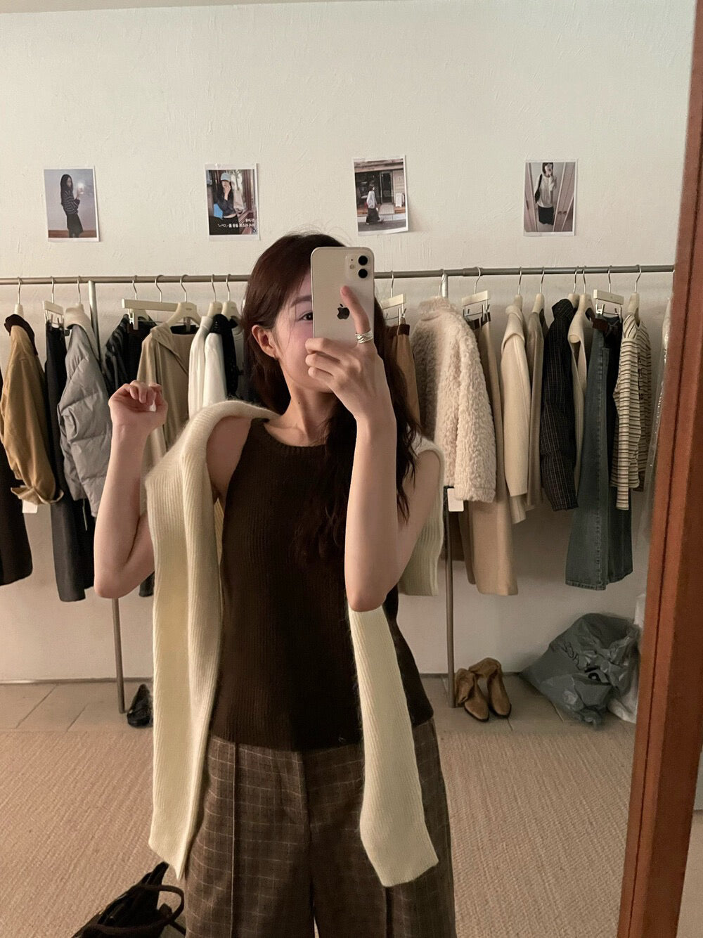 // 顯瘦掛頸入膊針織背心