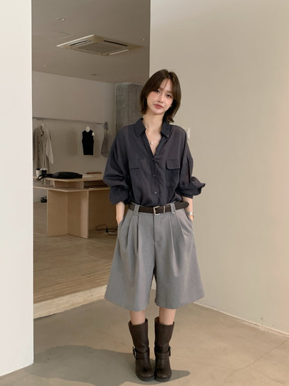 // 100%小v翻領口袋SH