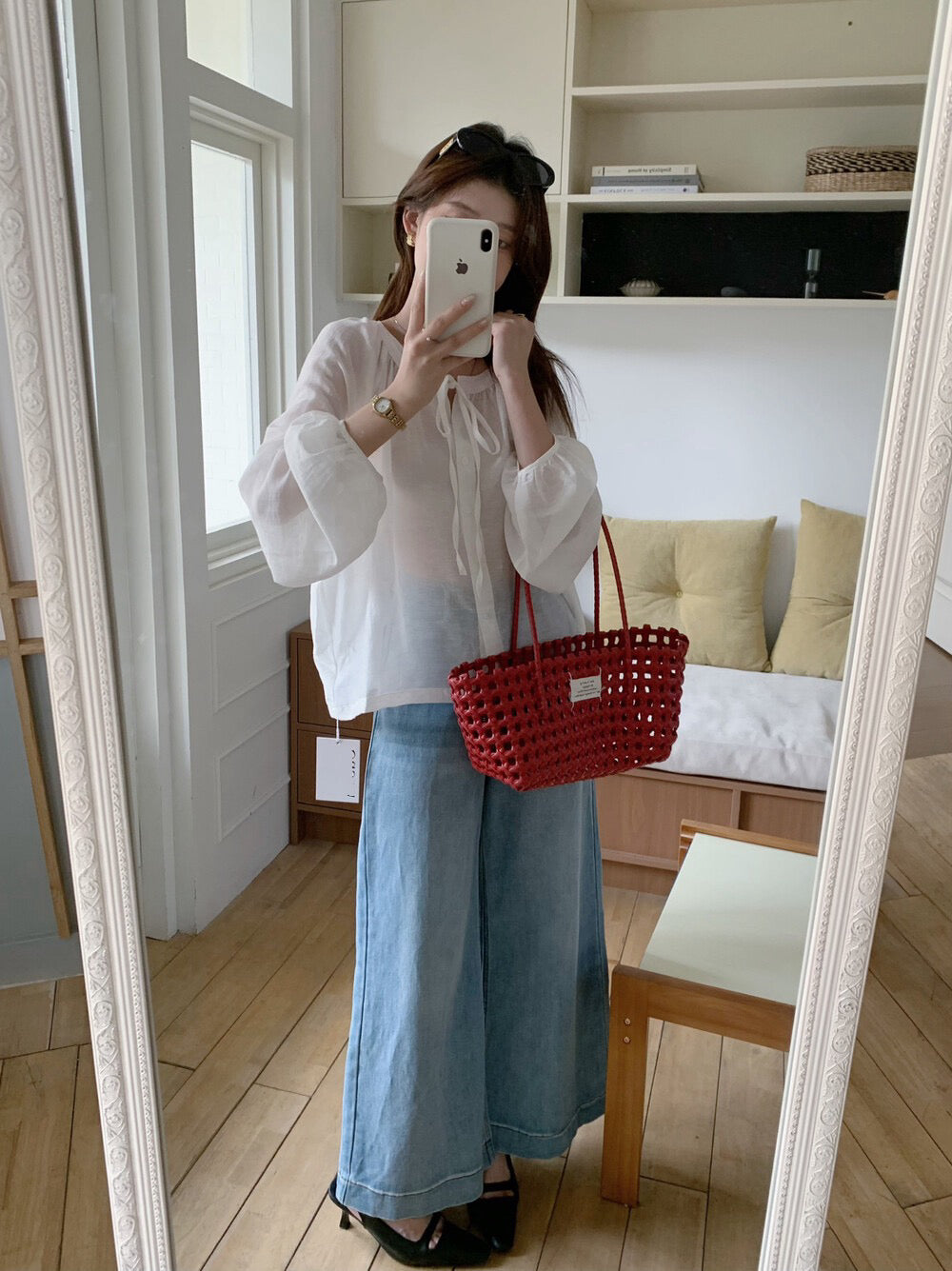 // 綁帶領口輕薄排扣防曬BL