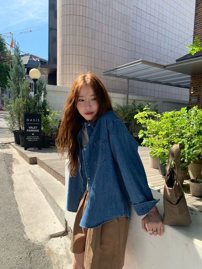 // 經典復古洗水色口袋SH