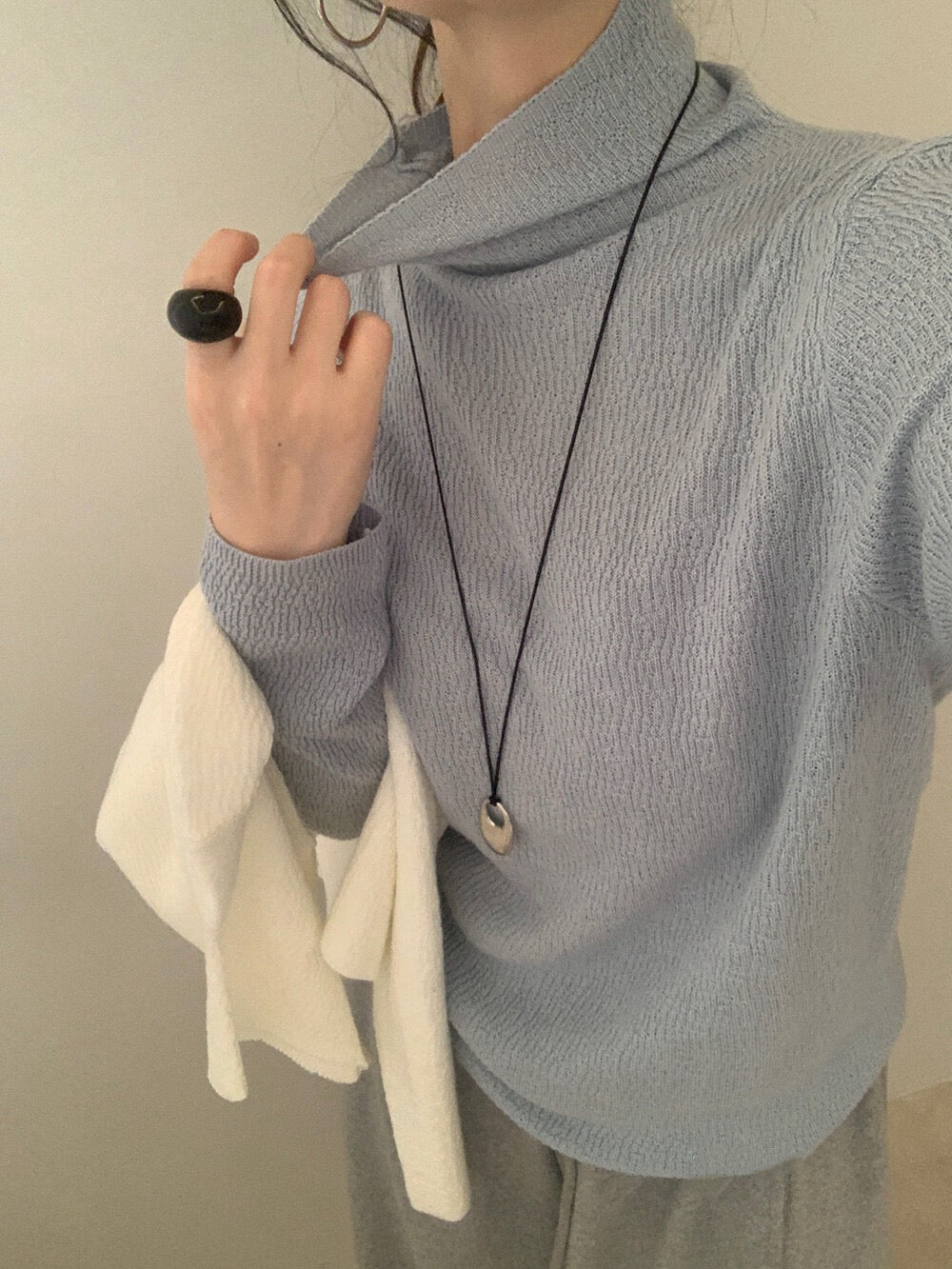 // 6%羊毛肌理感堆堆領上衣