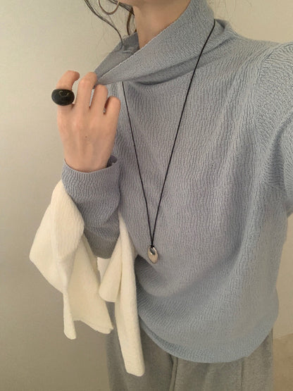 // 6%羊毛肌理感堆堆領上衣