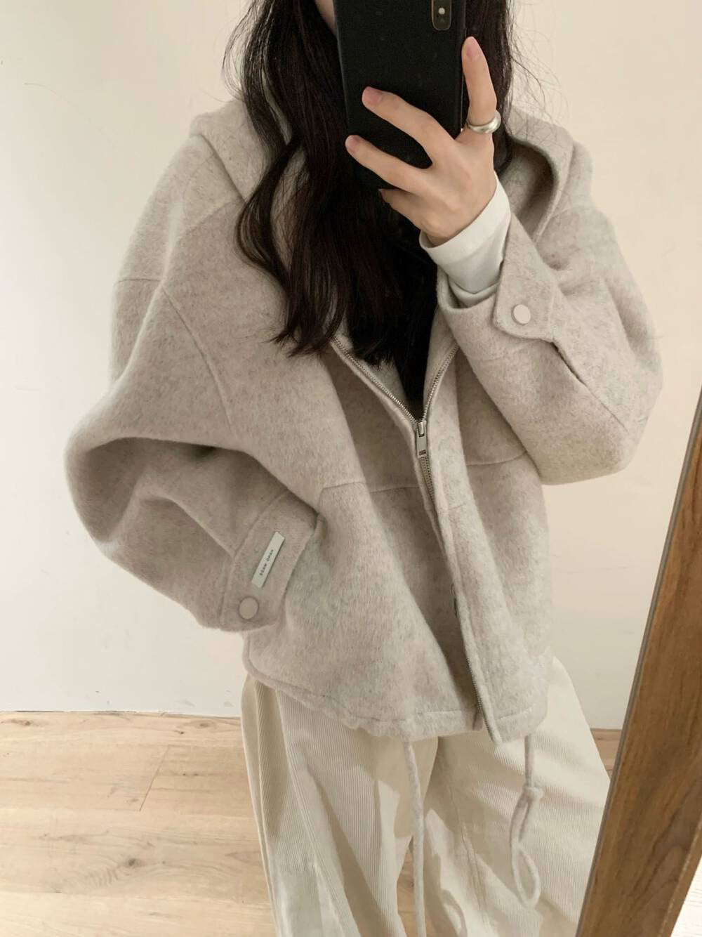 // 100%羊毛低飽和度色調連帽超帥版型手工外套