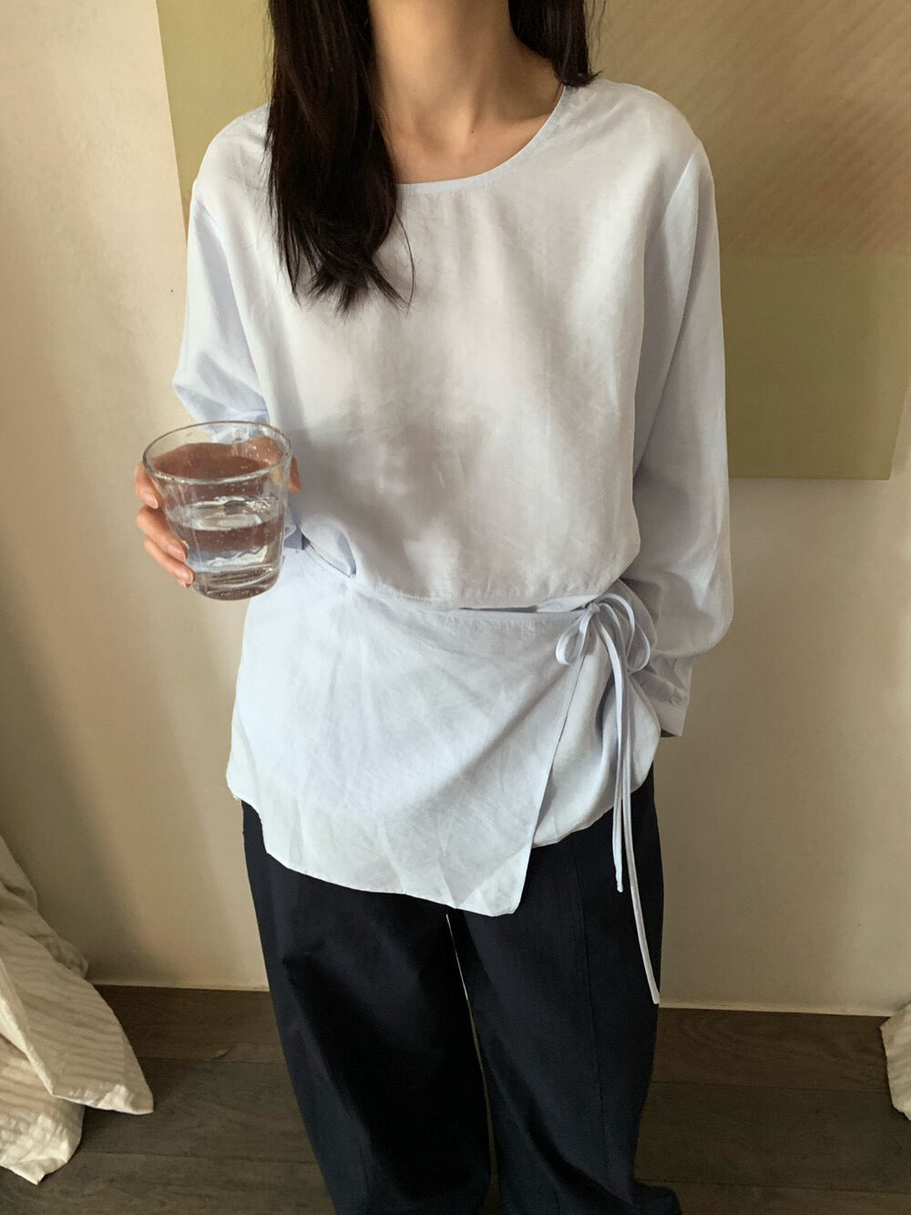 // 高質lyocell麻設計師感綁腰BL