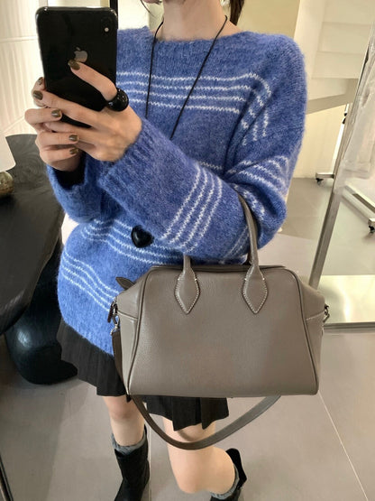 // 特別色系間條軟糯毛衣