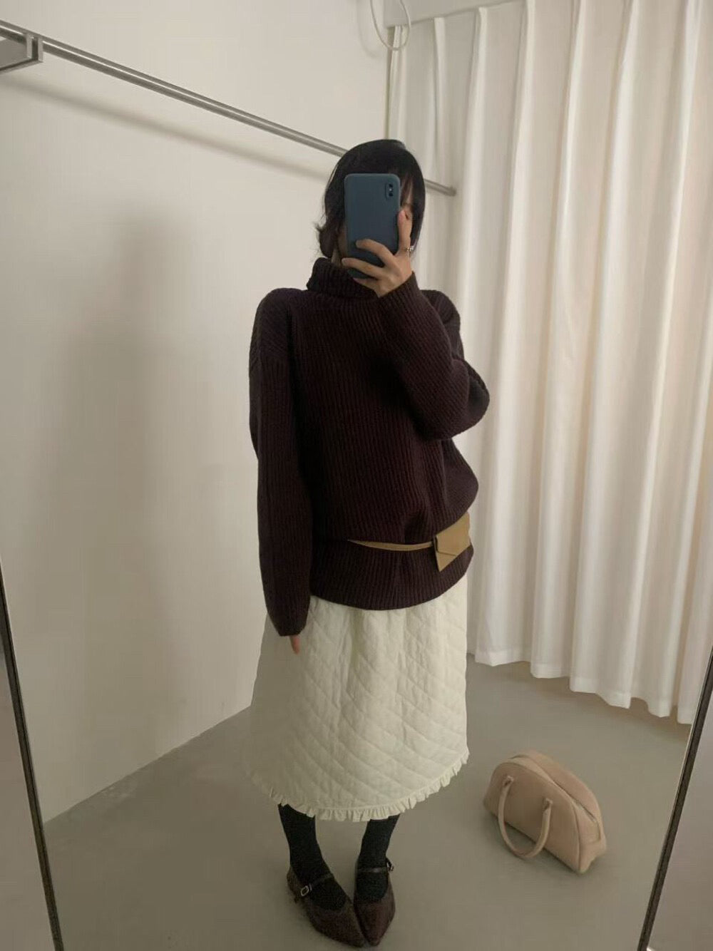 // 高領直坑紋親膚毛衣