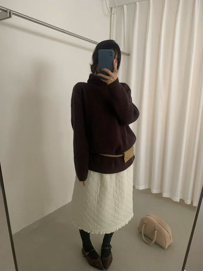 // 高領直坑紋親膚毛衣