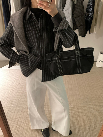 // 褲型超美中線設計直筒褲