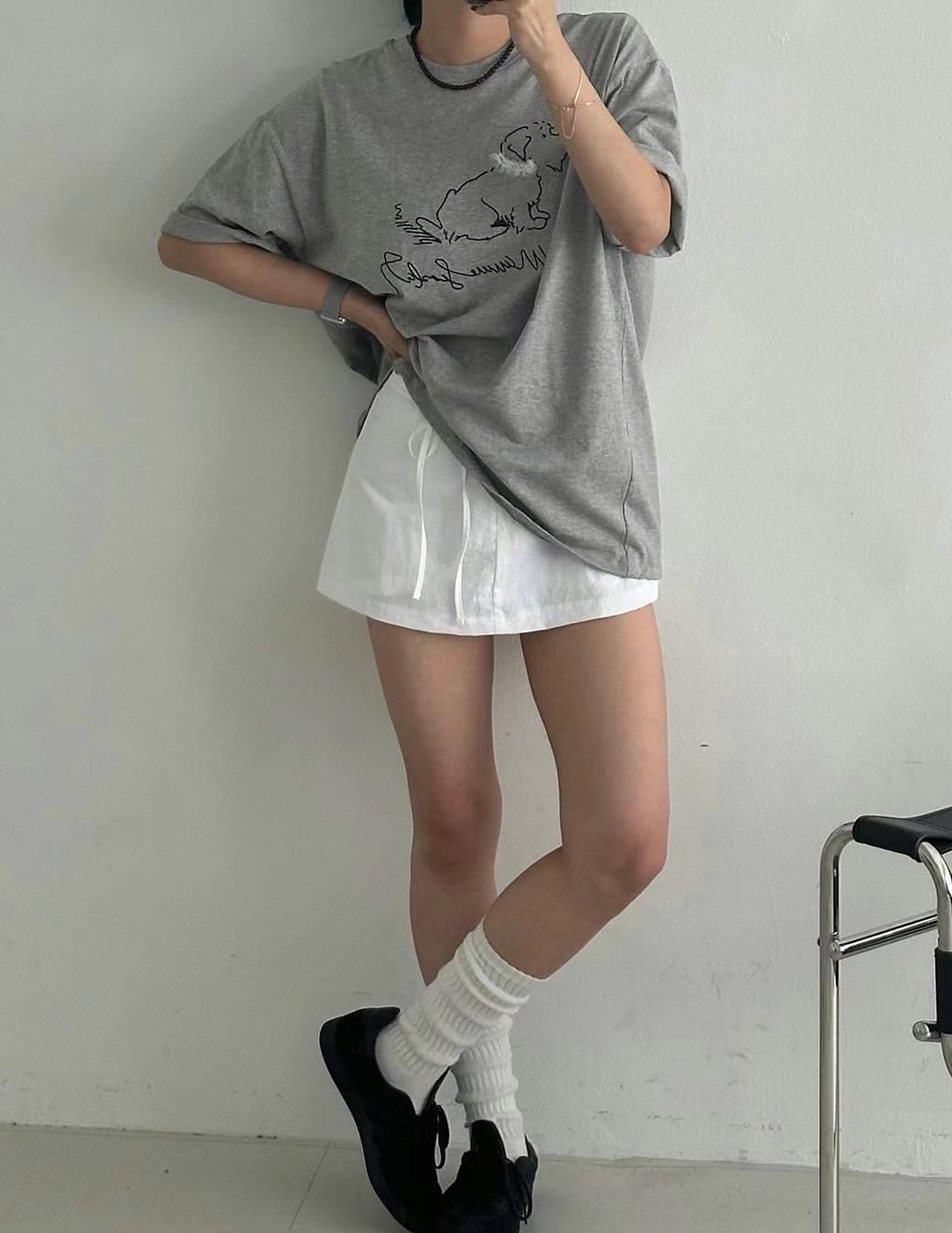 // 超可愛立體lace圍巾小狗TEE