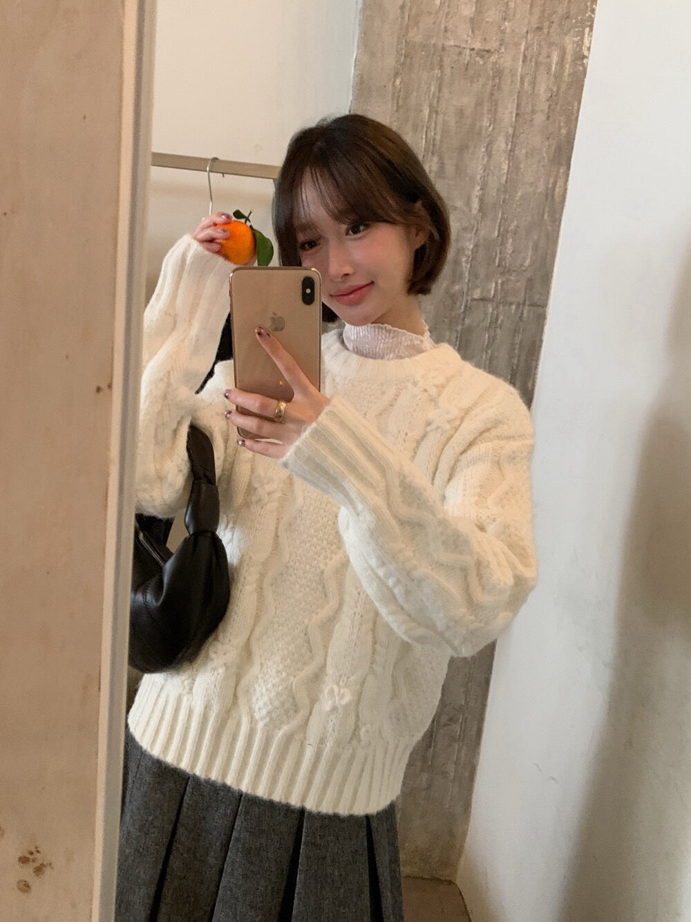 // 絕美蝴蝶結織紋麻花毛衣