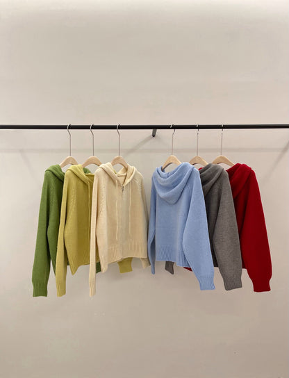 // 軟糯感20%羊毛上下拉鍊連帽CD