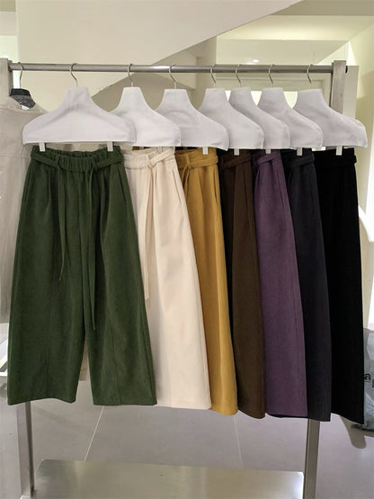 // 復古連腰帶燈芯絨褲