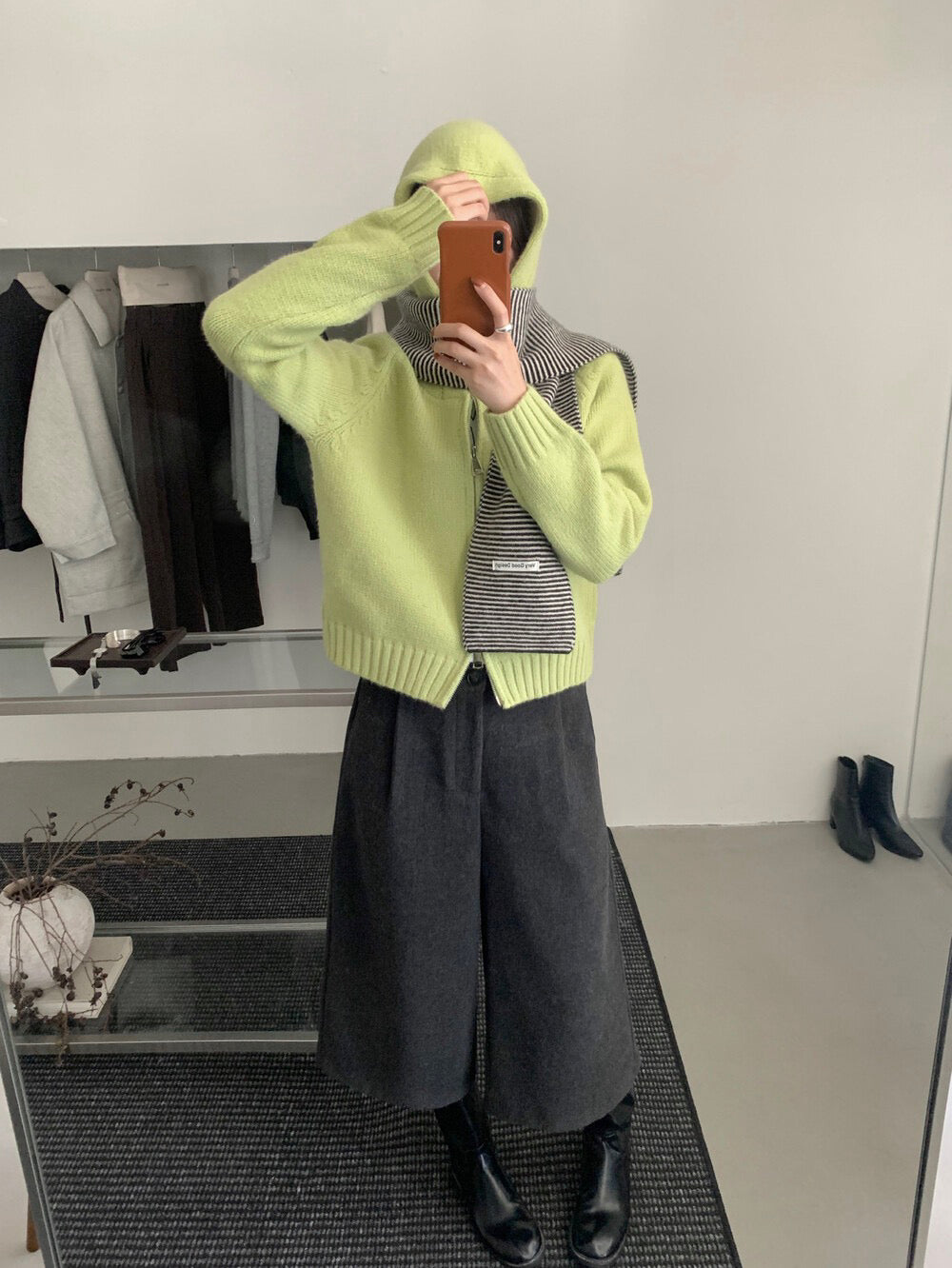 // 鬆弛氛圍感慵懶連帽雙拉鍊冷外套