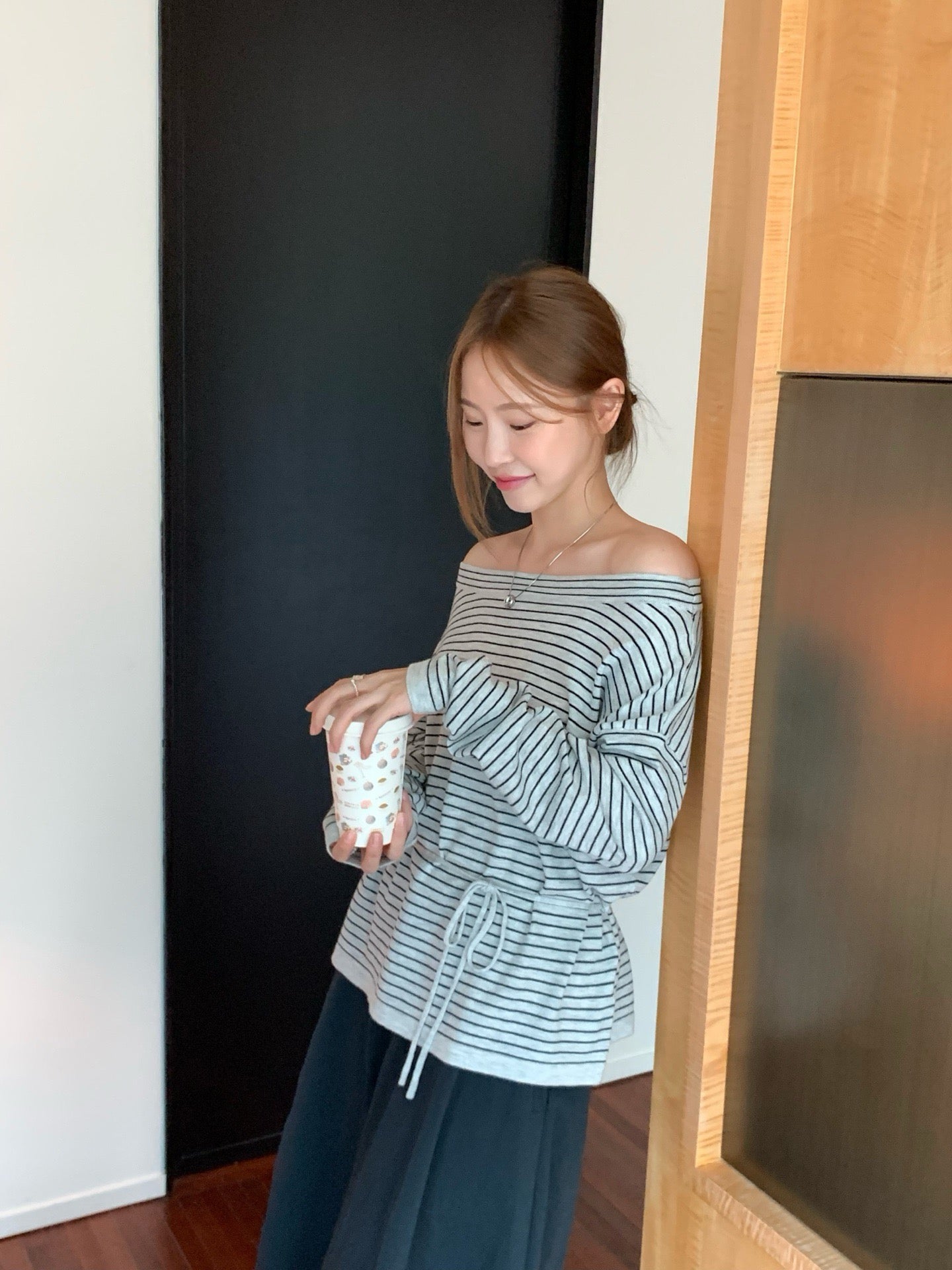 // 三種穿法8%wool親膚間條綁腰NT