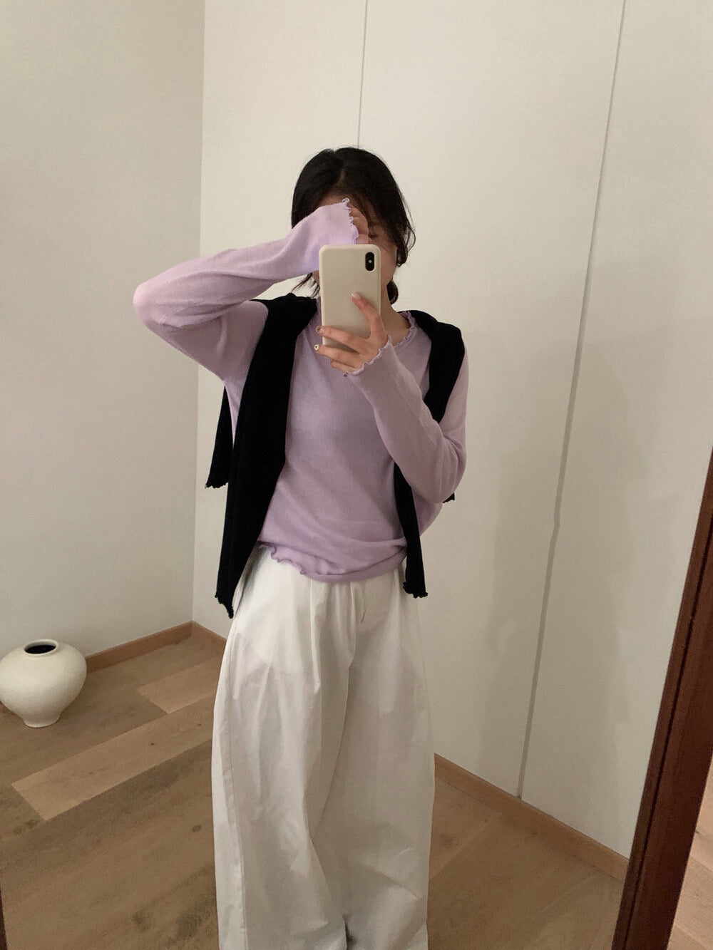 // 5%fine wool超親膚大彈性木耳邊TEE