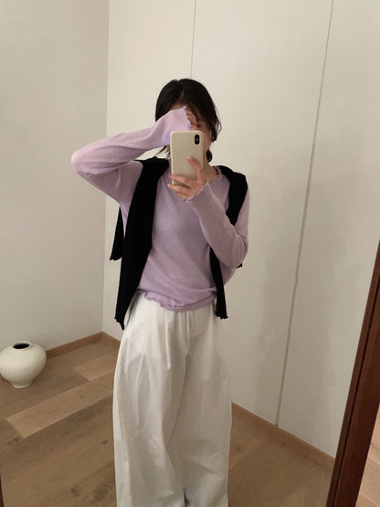 // 5%fine wool超親膚大彈性木耳邊TEE