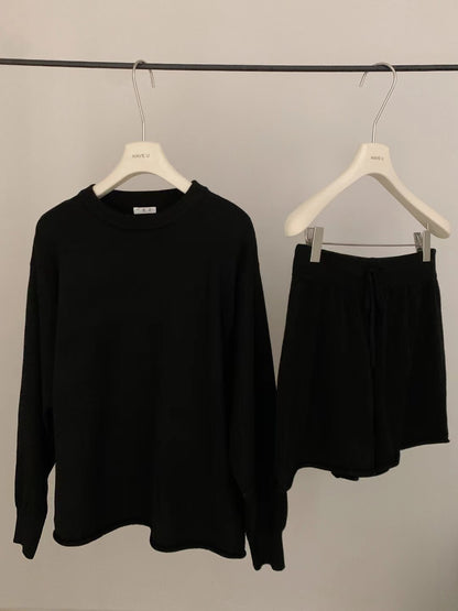 // 慵懶感毛衣+短褲套裝