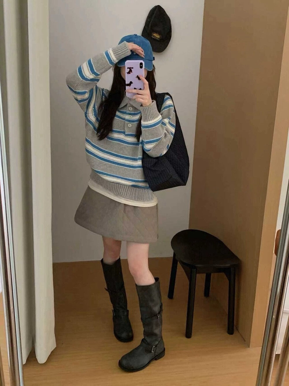 // 超美撞色鈕扣polo毛衣