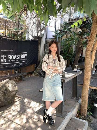 🎙️ 親膚輕薄格紋口袋恤衫