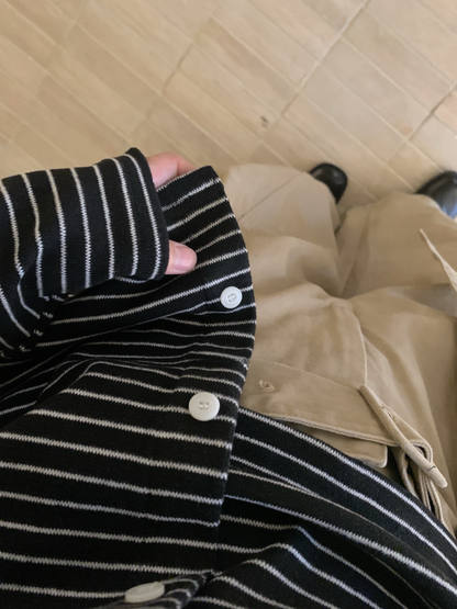 // 慵懶親膚間條吊帶+外套套裝