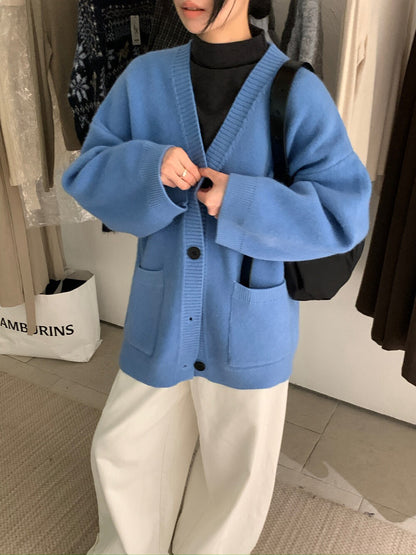 // 慵懶重磅靚色V領中長CD